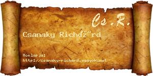 Csanaky Richárd névjegykártya