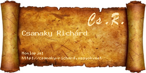 Csanaky Richárd névjegykártya